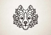 Line Art - Hond - Border Collie - S - 45x46cm - Zwart - geometrische wanddecoratie