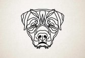 Line Art - Hond - Rottweiler 1 - XS - 25x27cm - Zwart - geometrische wanddecoratie