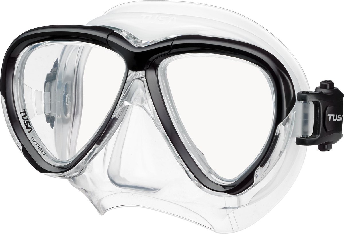 TUSA Intega - Premium snorkelmasker & duikbril van hypoallergeen siliconen met breed gezichtsveld en 3D SYNQ pasvorm - Transparant/Zwart - M2004 BK