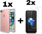 Iphone 7/8/SE(2020) Hoesje Bumpercase Transparant + 2x Tempered Glass/ Screenprotector