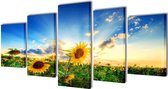 Canvas 5-delig 200 x 100cm (incl LW 3d klok) - Canvas schilderij - Canvas paneel woonkamer