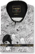 Heren Overhemd - Slim Fit - Paisley Kashmir - Wit - Maat XL