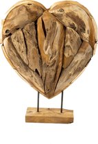 JoJo Living Woonaccessoires - Ornament - Teakhouten ornament Hart - Naturel - 40 x 12 cm - Handgemaakt