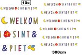 10x Letterslinger papier Welkom Sint & Piet 300cm - letter slinger Sinterklaas Feest thema party schoorsteen