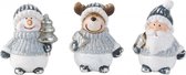 Kerstbeeldjes - Kerst beeldjes - Kerstfiguren - Kerstman , Sneeuwman , Rendier - H = 7-8 cm - Set van 3 stuks