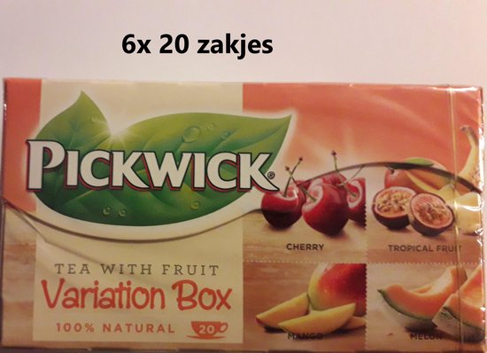 Pickwick thee Variatiebox kers, tropisch fruit, mango & meloen multipak 6x 20 zakjes