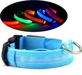 Halsband Hond- Huisdieren- Maat L- Led verlichting- Blauw-Werkt op batterijen