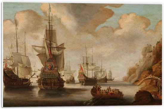 Foto: Forex oude meesters eskader bij rotsachtig kust jacob adriaensz bellevois 60x40cm foto op forex