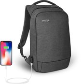 FLUQX Techpack - Anti Diefstal Rugzak - inclusief USB poort – Geschikt voor laptop of tablet. 14 liter, geschikt voor 14 inch laptop – Ultieme rugtas voor naar werk of opleiding –