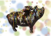 Gietijzeren beeld - Spaarvarken - Drip Art Black - handgemaakt - 21 cm hoog