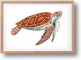 Poster zeeschildpad - A4 - mooi dik papier - Snel verzonden! - tropisch - zeedieren - dieren in aquarel - geschilderd door Mies