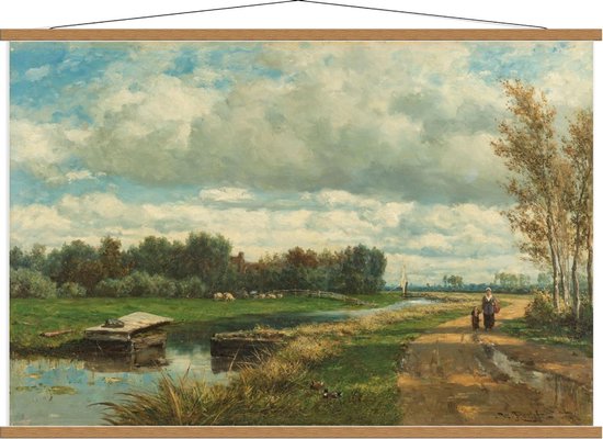 Schoolplaat – Oude Meesters - Landschap in de omgeving van Den Haag, Willem Roelofs - 120x80cm Foto op Textielposter (Wanddecoratie op Schoolplaat)