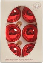 KERSTBALLEN SET 6 | KERSTVERSIERING | SHINY ROOD | 7CM | GLAS IN VENSTERDOOS