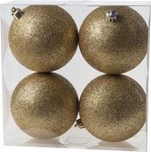 KERSTBALLEN SET 4 STUKS | KERSTVERSIERING | GLOTTER GOUD | D10 CM | IN PVC BOX