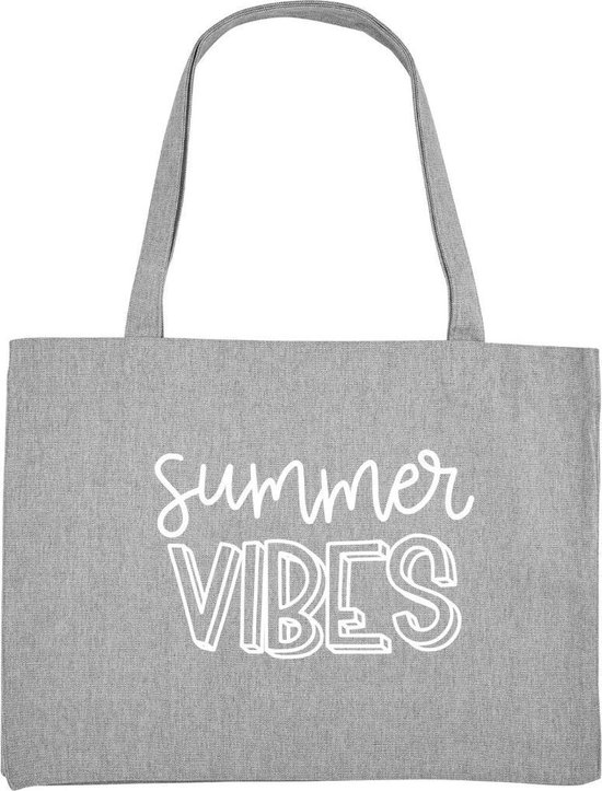 Summer vibes shopper / Shopping Bag / Grijs met witte letters