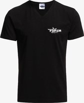 FORZA HEREN V-HALS TSHIRT - ZWART - 100% KATOEN