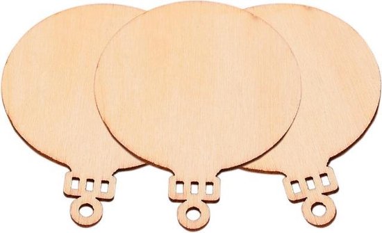 - Houten kerstballen - Kersthangers - Zelf in te kleuren - Set van 10 stuks