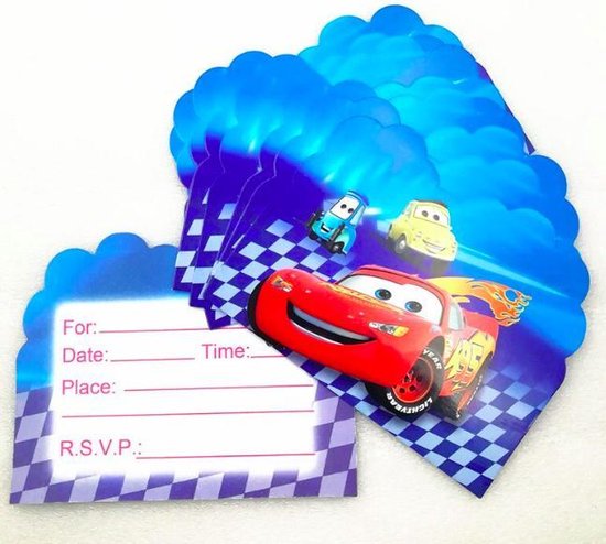 Carte Invitation Anniversaire Enfant Voiture Bleue