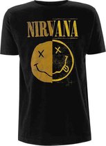 Nirvana Heren Tshirt -L- Spliced Smiley Zwart