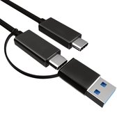 USB C kabel - Met USB C naar A adapter - USB 3.1 gen 2 - 10 Gb/s - Zwart - 3 meter - Allteq