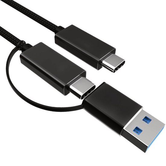 USB C kabel Met USB C naar A adapter - USB 3.1 gen 2 10 Gb/s - Zwart - 3 meter -... | bol.com