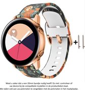 Rozen print Siliconen Bandje voor bepaalde 20mm smartwatches van verschillende bekende merken (zie lijst met compatibele modellen in producttekst) - Maat: zie foto – 20 mm red rubber smartwatch strap Roos - Bloem - Bloemen