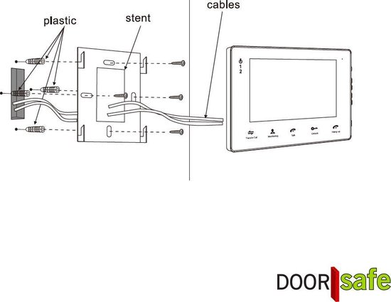 Doorsafe 7260 - camera deurbel met regenkap en intercom - 2 draads van deurbel naar 7 inch scherm - opslag beelden op 16Gb SD-kaart - deuropener aansluitbaar — afbeelding 3