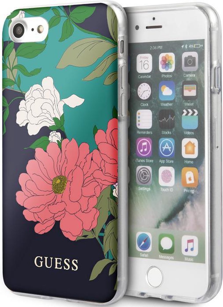 Guess Shiny Flower Back Case - Geschikt voor Apple iPhone 7/8/SE (2020) - Design N.1