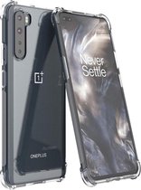 OnePlus Nord hoesje - Transparante Shock proof gel case met verstevigde hoeken - Volledig doorzichtig - GSM Hoesje - Telefoonhoesje Geschikt Voor: OnePlus Nord