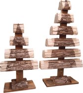 Houten kerstboom als set 58 en 38cm - houtenkerstboom als decoratie set