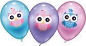 12x stuks Uilen thema ballonnen 28 cm - Dieren vogels versieringen en feestartikelen