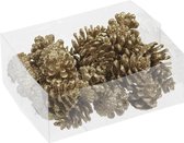 24x Gouden glitter decoratie dennenappels 4,5 cm - Kerststukje / herfststukje instekertjes