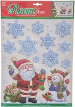 Set van 2 raamstickers kerst - Raam sticker kerstmis - Sneeuwpop - Kerstman - Kerstster - Reli«f - 27X35 cm
