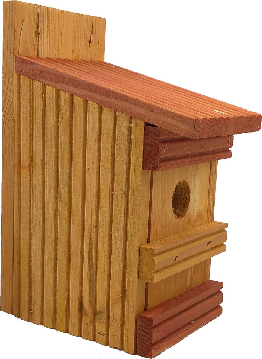 Garden Spirit - Vogelhuisje Pimpelmees - Nestkast Vlonderhout - Ø 27 mm - Oker Geel Rood Bruin