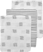 Meyco Baby Block Stripe washandjes - 3-pack - hydrofiel - grey - 20x17cm