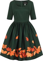 Collectif Amber Lea Leaves 50's Swing Jurk Groen