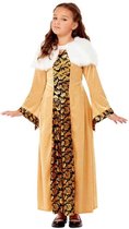 Smiffy's - Koning Prins & Adel Kostuum - Middeleeuwse Gravin Madeleine - Meisje - Geel, Goud - Small - Carnavalskleding - Verkleedkleding