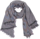 Dielay - Zachte Sjaal met Panterprint - 190x60 cm - Blauw en Lichtbruin