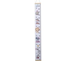 Groeimeter schattige dieren babykamer kinderkamer - Canvas meetlat kind - hout - 200x20 cm - Decoratie Meetlint - Wanddecoratie