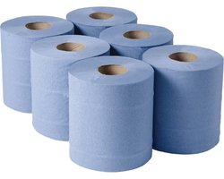 Jantex centrefeed handdoekrollen blauw 6 rollen