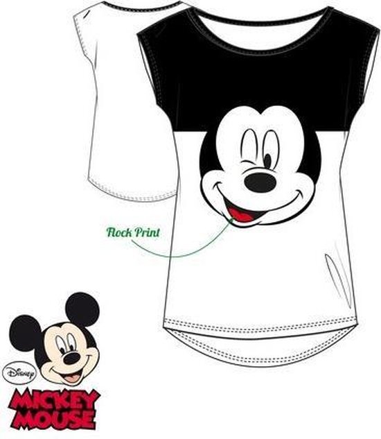 Disney Mickey Mouse dames shirt, volwassenen, zwart/wit maat S | bol
