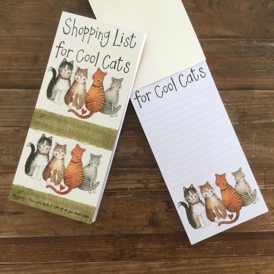 Alex Clark Magnetic Notepad or To-do list ~ Magnetisch Notitieblok Kat 'Cool Cats'