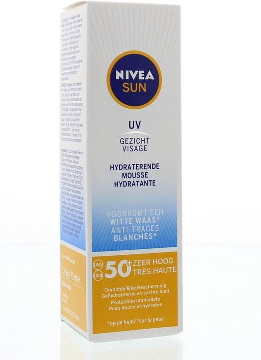 Crème solaire pour le visage NIVEA SUN - Mousse hydratante - SPF 50 - 75 ml  | bol.com