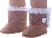 Schoentjes voor babypoppen zoals de Baby Born - Winterschoenen - Bruine laarsjes met nepbont - Poppen schoenen