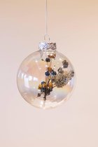Pluk- kerstbal met droogbloemen- Josephina- set van 3 stuks- doorzichtig