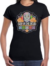 Day of the dead / Dag van de doden verkleed t-shirt zwart voor dames - horror / Halloween shirt / kleding / kostuum / sugar skull M