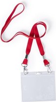 10x Badgehouders/Naambordjes houders Lanyard met rood keycord