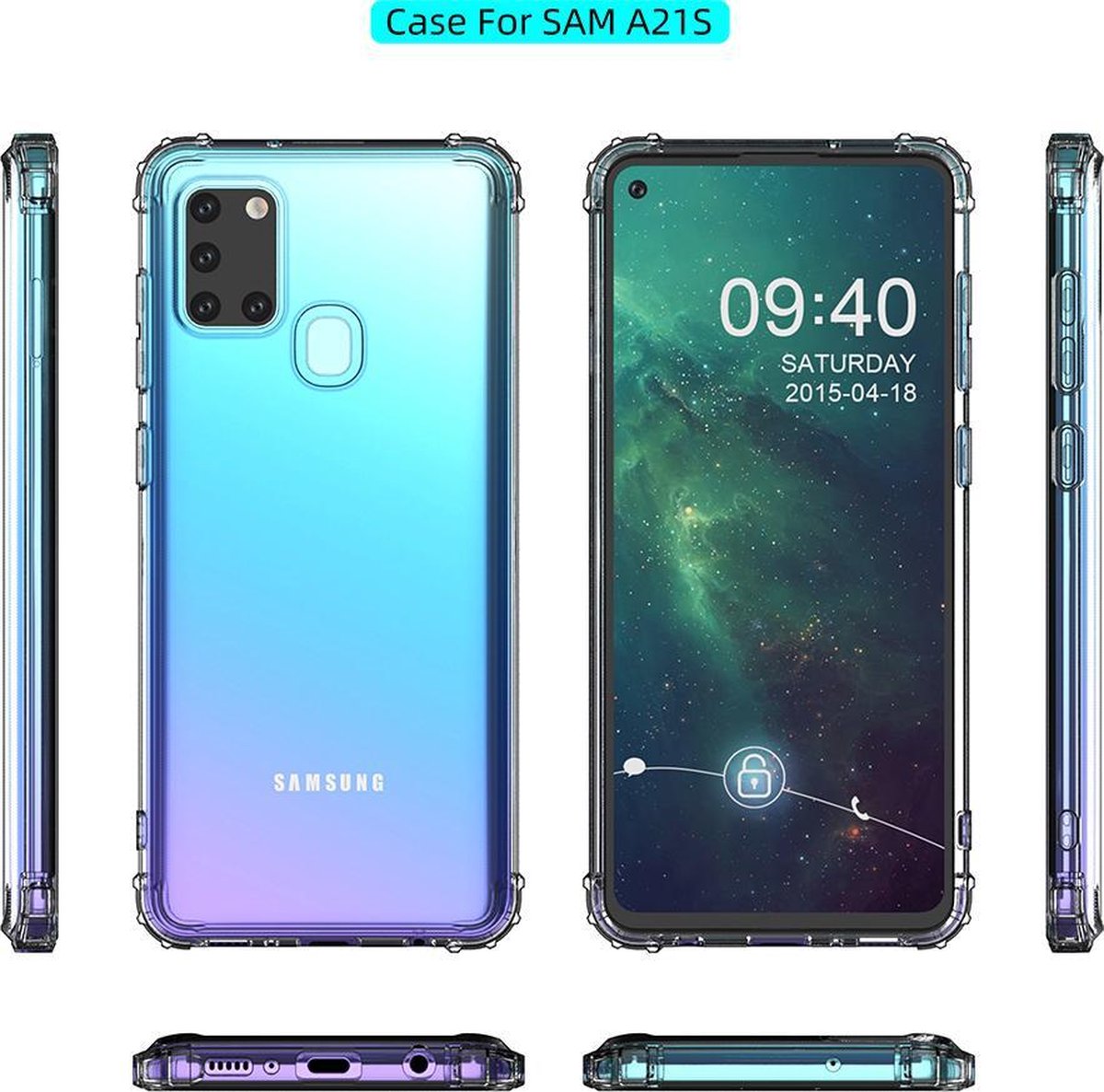 Bestcases Schokbestendig Telefoonhoesje Geschikt voor Samsung Galaxy A21s - Transparant