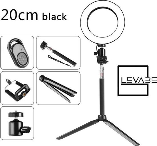 Selfie Ring LED Lamp Met Statief en Houder | 20 cm | bol.com