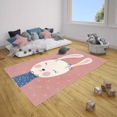 Kindervloerkleed bunny Happy - roze 120x170 cm